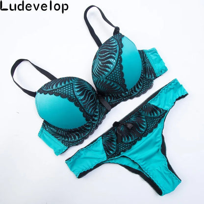 Ludevelop New Women's underwear Set Lace Sexy Push-up Bra And Panty Sets Bow Comfortable Brassiere Young Bra Deep V Lingerie